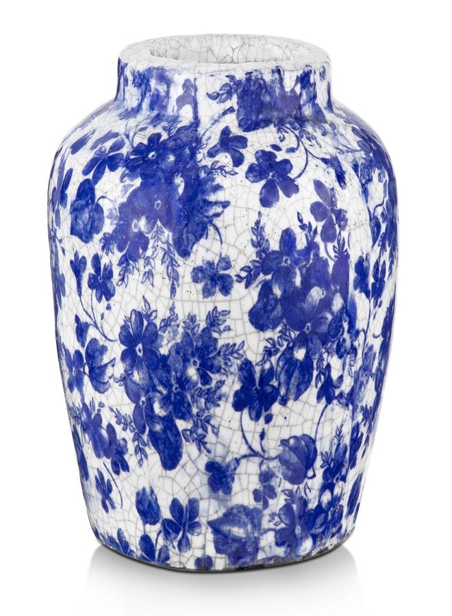GnFlus Blue and White Vase, 5.9 inch Flower Vases Decorative Vases for Home Decor, Ceramic Vase for Flowers Coffee Table Centerpieces Shelf Living Room Bedroom Dining Farmhouse Office Blue Vintage Vase - Image 1